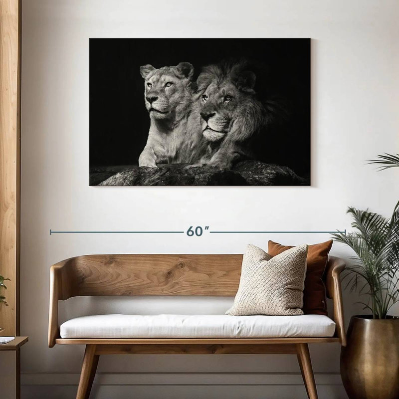 Lion And Lioness Mates Canvas Print, 45" H x 30" W x 1.25" D
