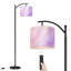 Lampe sur pied à arc avec abat-jour réglable Lampe sur pied en marbre de couleur rose lavande liquide abstrait à 3 températures de couleur à intensité variable avec interrupteur au pied pour chambre à coucher