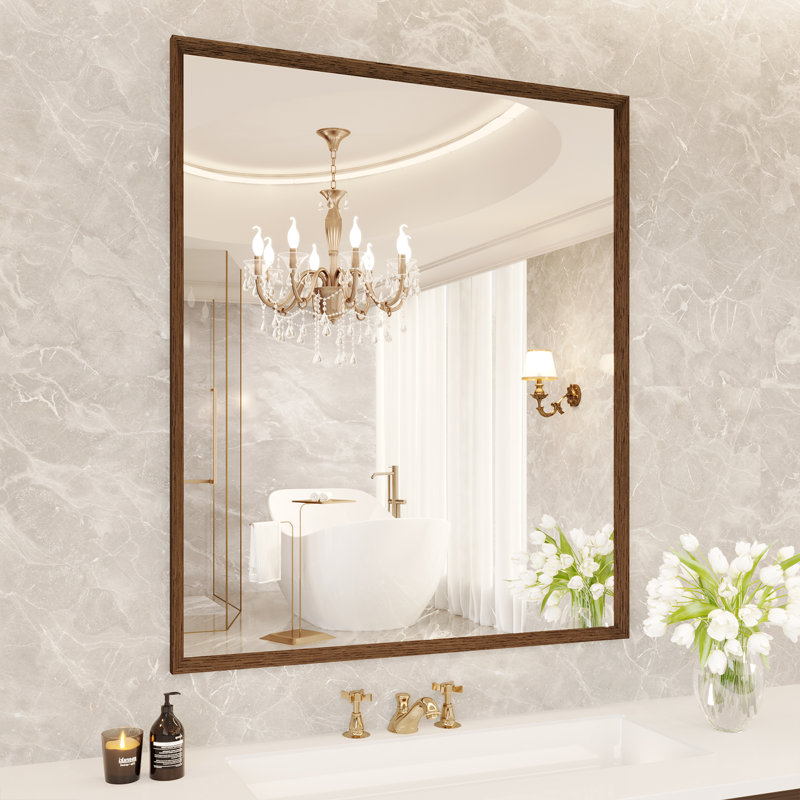 Miroir de salle de bain mural avec miroir en verre trempé de 4 mm, 36 po x 28 po