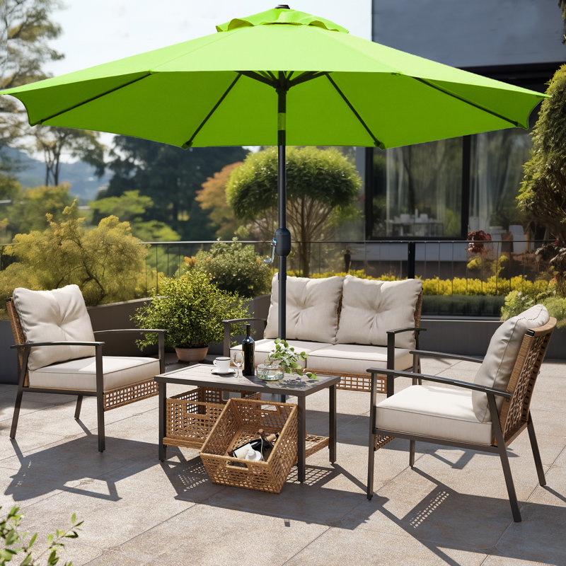 Parasol de marché inclinable 108 pi Jaenis, Vert gazon