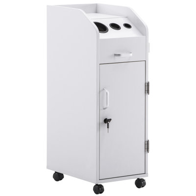 Shuler Salon Trolley Storage Cart Beauty Hair Dryer Holder with Lockable Rolling Wheels, Drawer