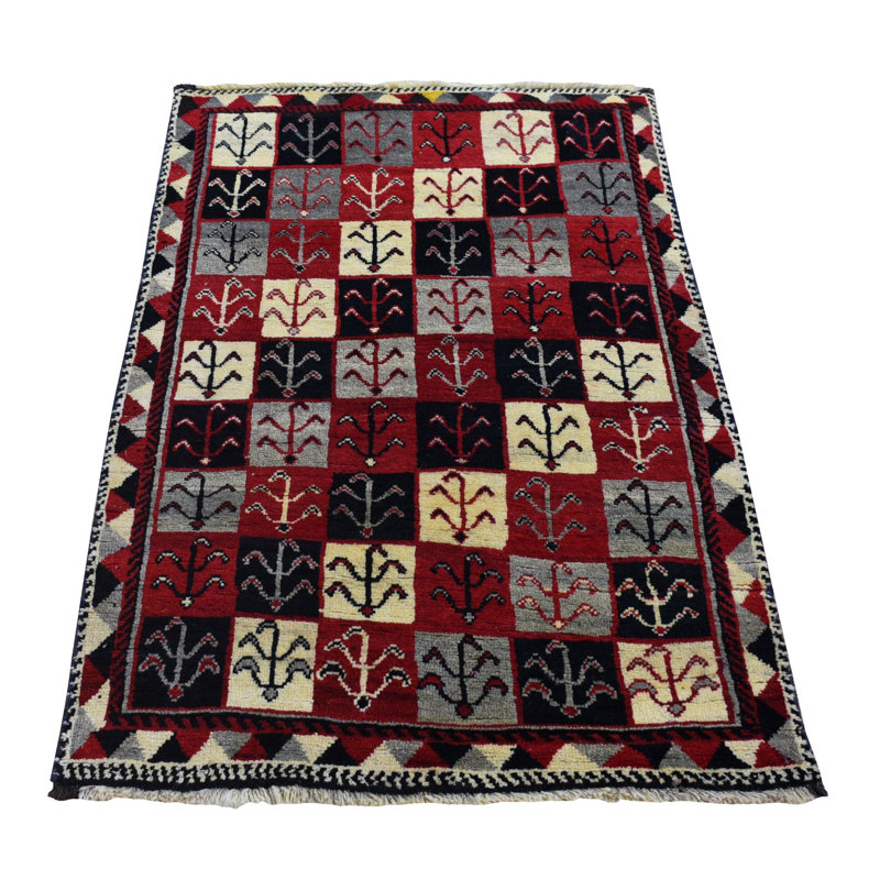 Tapis oriental en laine pure noué à la main 3 pi 7 po x 5 pi 7 po rouge Gabbeh nouveau avec motif de dames de jardin 831524A6CD6E406C9CF6B0B68F922B44