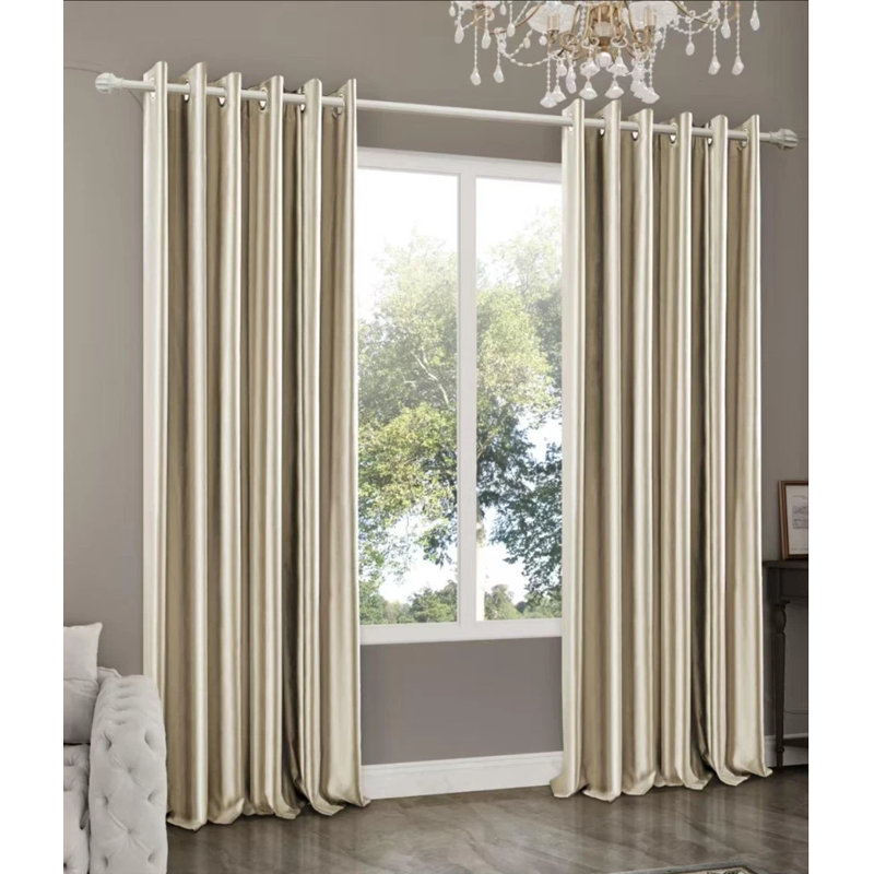 Venice Thermal Blackout Ready Made Curtains Eyelet Thick Ring Top Pair Insulated Blackout Lining, Charcoal