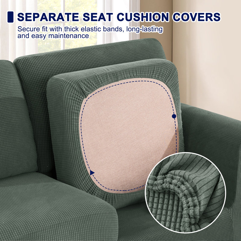 Stretch Separate Box Cushion Armchair Slipcover, Dark Green