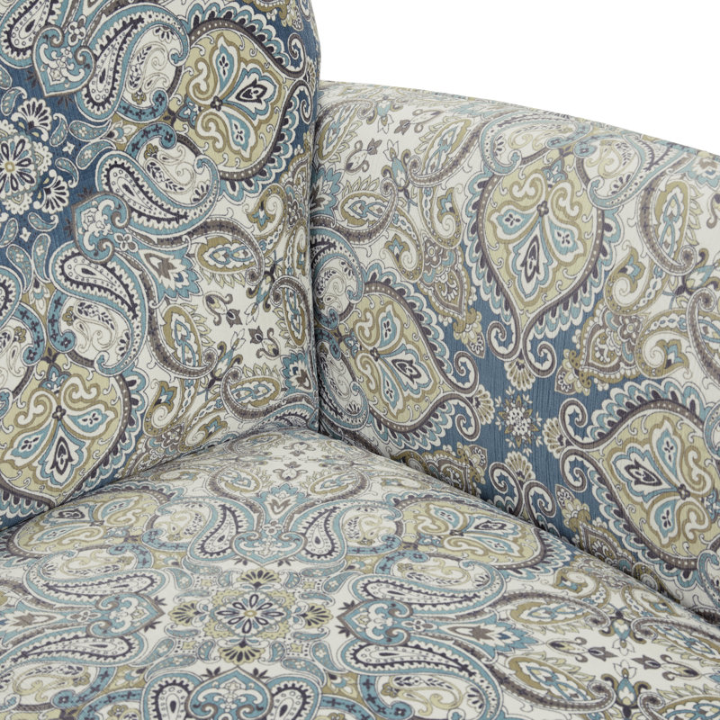 Fauteuil en polyester de 31,5 po de largeur Escher, Mélange de polyester crème / beige / bleu sarcel