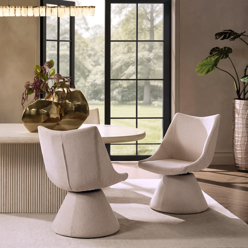 Chaises de salle à manger pivotantes Aurelio, Beige