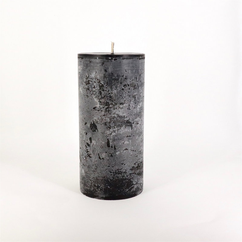 Unscented Pillar Candle, Black, 12.5" H x 6" W x 6" D