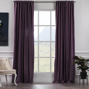 Heather Grey Extra Wide Textured Faux Linen Room Darkening Curtain