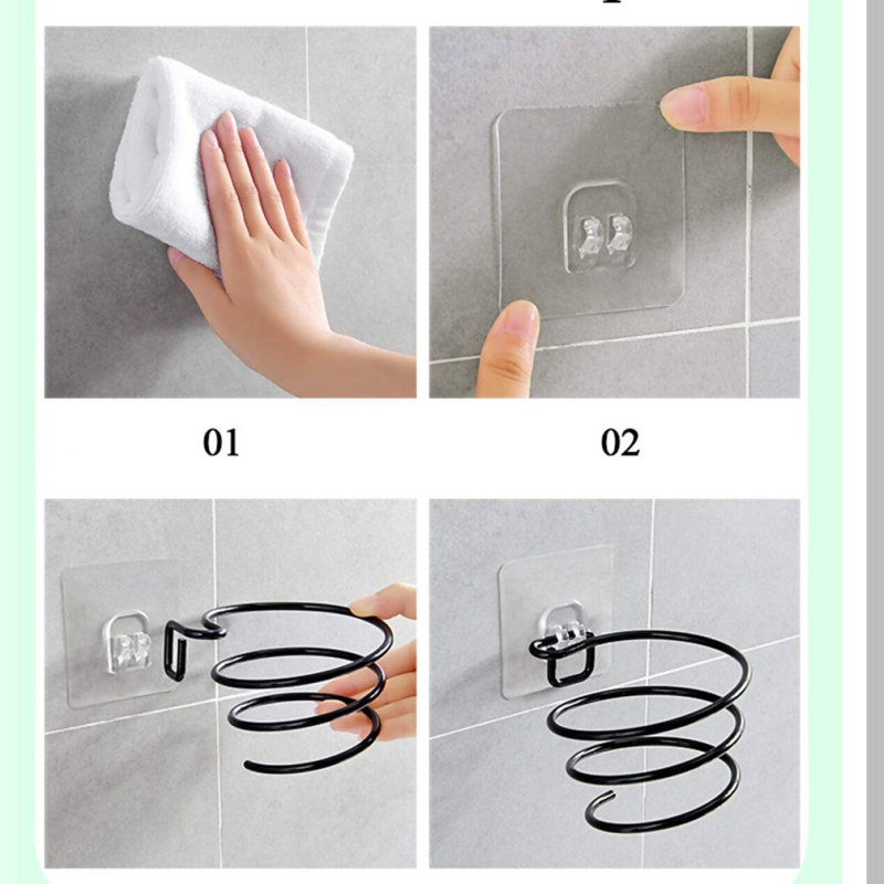 AirFlow Iron Hair Dryer Rack - No Punching, Bathroom Storage Solution