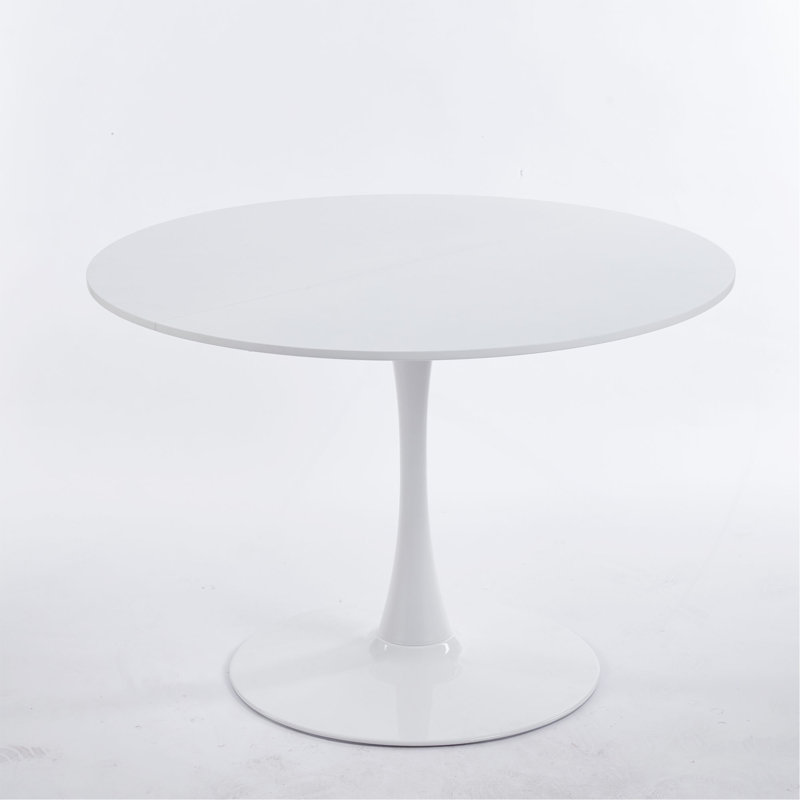 Table de salle à manger Bjarnheiur, H 29,33 po x l 42,13 po x P 42,13 po, Blanc, Blanc