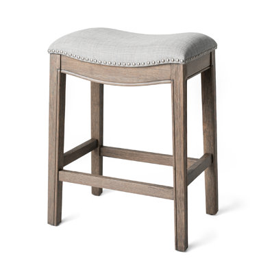 Maven Lane Adrien Backless Saddle Kitchen Stool with Fabric Upholstery