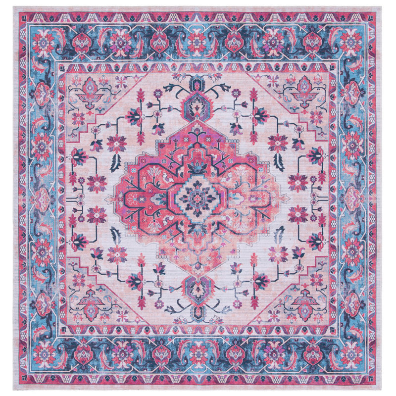 Tapis ivoire / bleu clair Aminah, Carré 6 pi 7 po