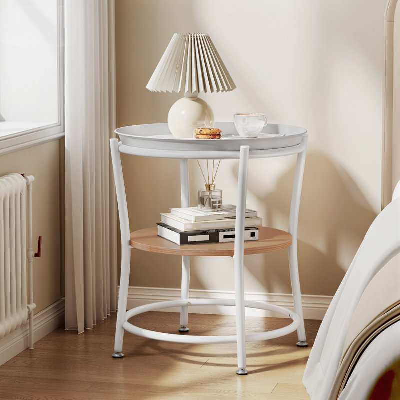 Tray Top End Table, Natural/White, White