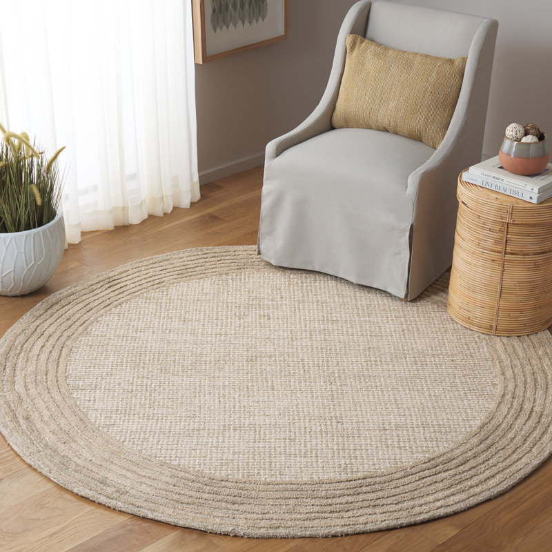 Tapis ébène vert clair / beige 425, Rond 6 pi