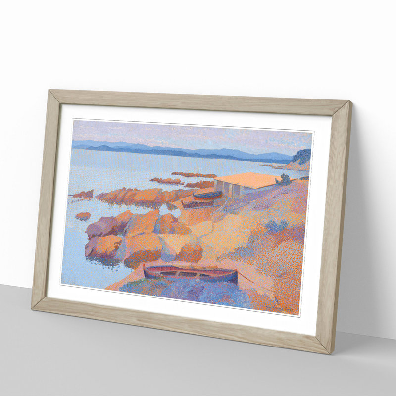 Coast near Antibes by Henri-Edmond Cross - Picture Frame Graphic Art, Oak Framed, 27cm H x 36cm W x 2cm D