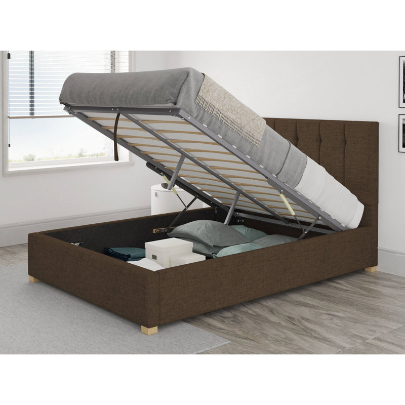 Cecere Upholstered Ottoman Storage Bed, Single (3'), Chocolate