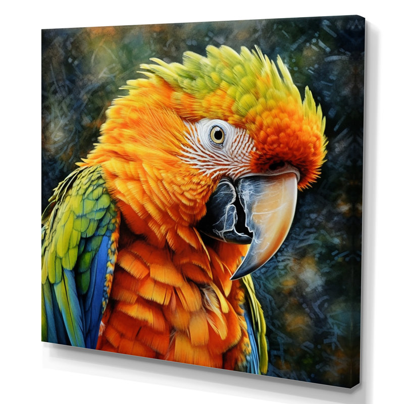 Perroquet tropical au paradis - impression, H 36 po x l 36 po x P 1,5 po, Toile tendue