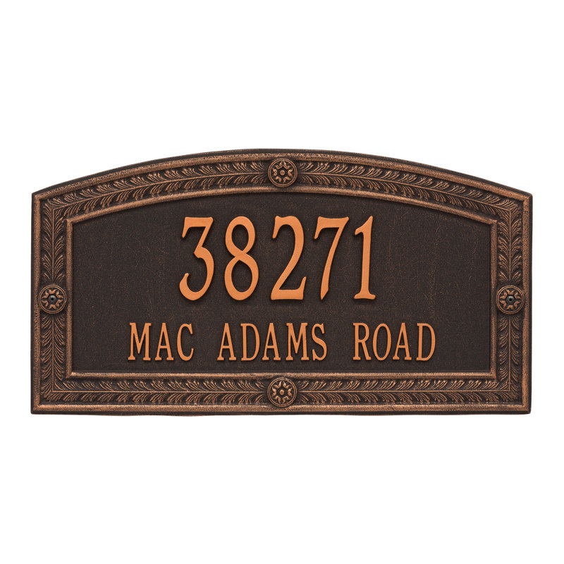 Plaque d'adresse murale sur 2 lignes Hamilton, Bronze huilé, Oui