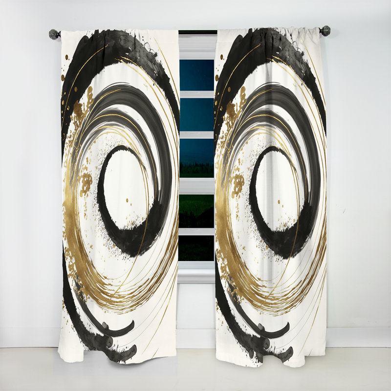 Black And Gold Curves IV - Abstract Blackout Curtain - 1 Panel, 52" W x 108" L