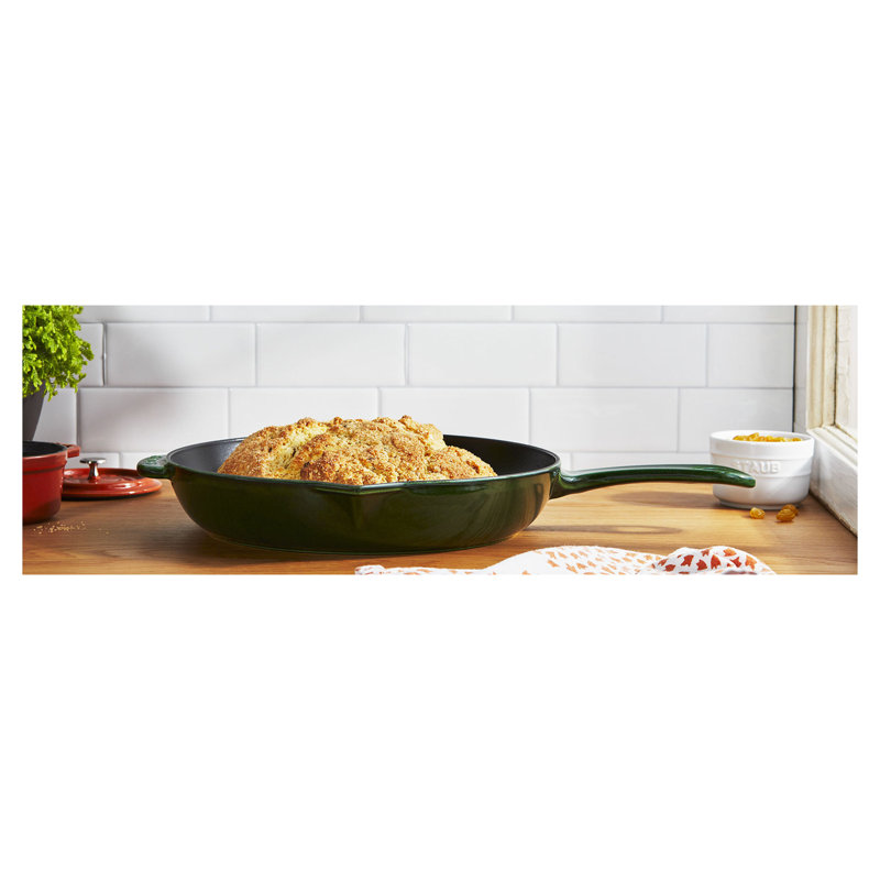 Staub Cast Iron 10-inch Fry Pan, 10", Basil