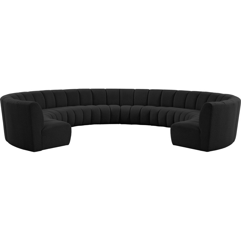 Infinity 183" Wide Symmetrical Modular Corner Sectional, Black Boucle Fabric