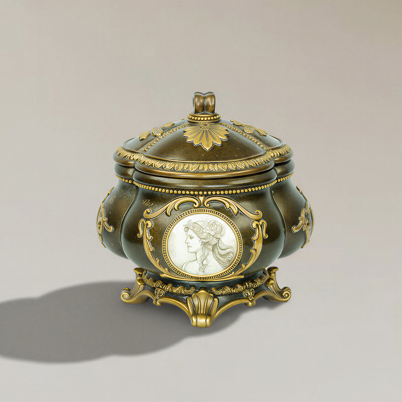 Boîte à bijoux 9 po Bronze antique