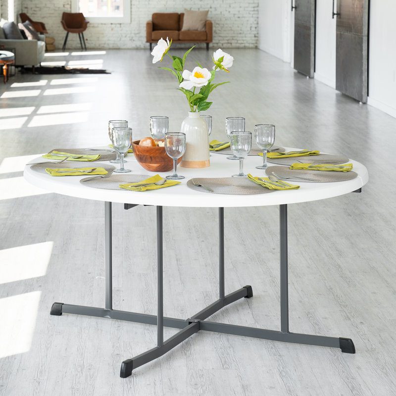 White Granite 60-Inch Round Folding Utility Table
