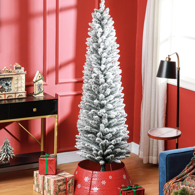 Arbre artificiel 6 pi, 329 pointes, base en métal floqué neige, Wonderful Time