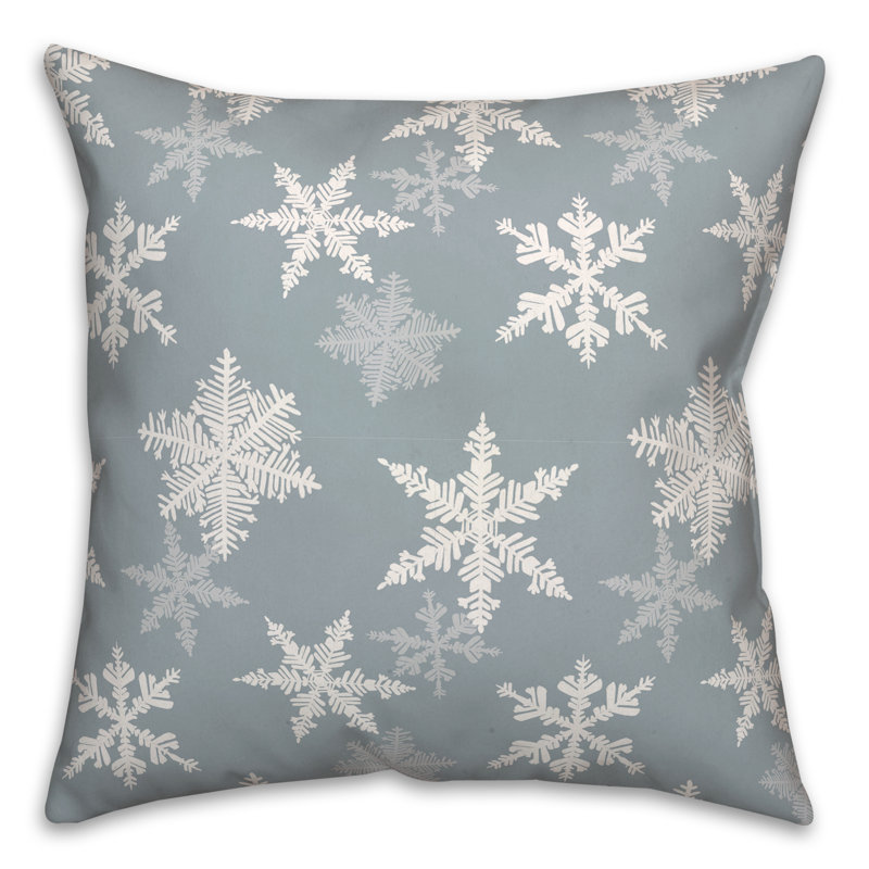 Blue Snowflake Pattern Throw Pillow