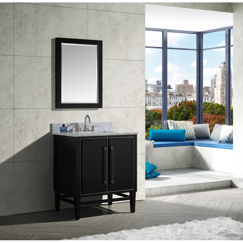 Mason 30'' W Single Bathroom Vanity Base, Black, Satin