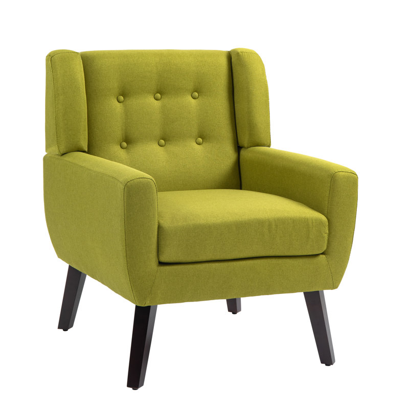 Jaqueze 73.4 Cm Wide Tufted Armchair, Green Linen Blend