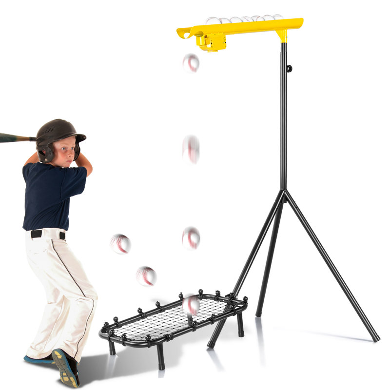 Baseball Soft Toss Machine With Rebound Net,Electric Motor Soft Toss Training System Hold Up To 8 Balls,Height And Speed Adjustable Baseball Pitching Machine