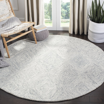 Geometric Handmade Tufted Wool Silver Area Rug