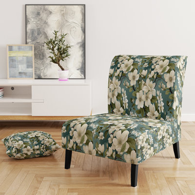 Rustic Victorian Brocade Victorian Pattern - Upholstered Floral Accent Chair Cottage Side Chair