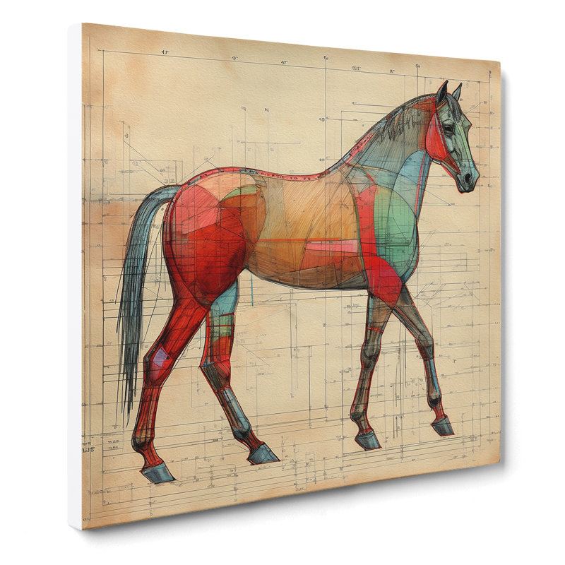Horse Constructivism - Wrapped Canvas, 35cm H x 35cm W x 3cm D