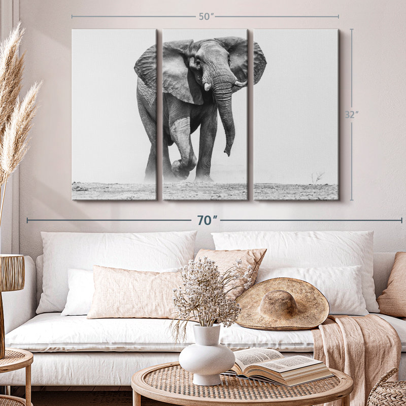 " African Elephant Walking " on, 32" H x 50" W
