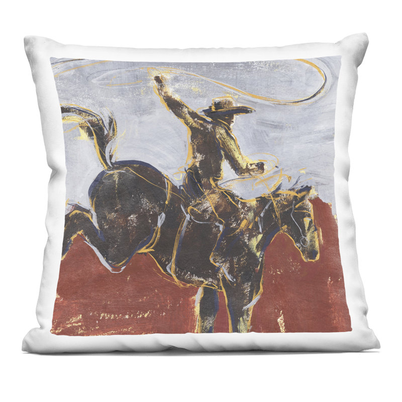 Coussin décoratif Rodeo Cowboy in Earth Tones, imprimé par Annie Warren