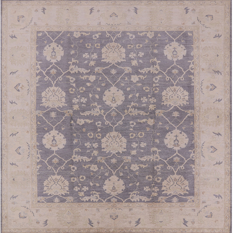 Tapis oriental gris / brun Marfa, Carré 7 pi