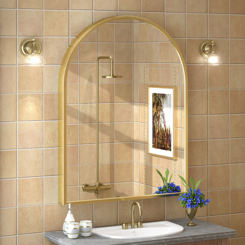 Miroir mural Amara, 40 po x 30 po, Or brossé