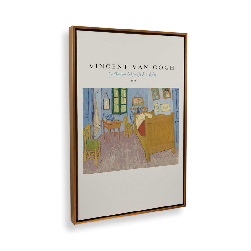 La Chambre v2 de Van Gogh, H 12,75 po x l 8,75 po, Cadre flottant or poli