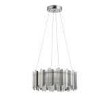 1-Light Chrome LED Pendant With Clear And Smoke Glass Accents