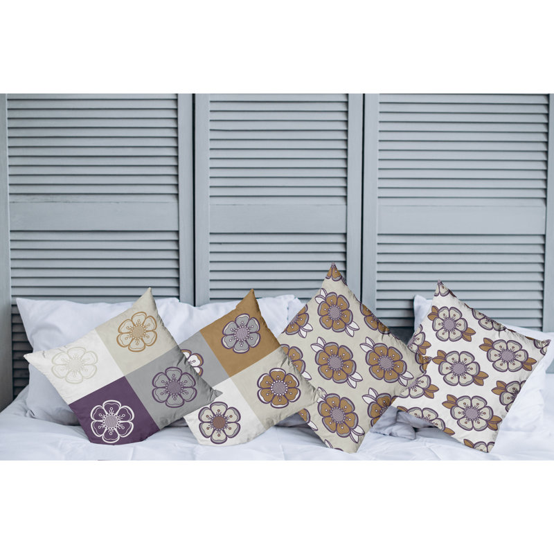 Housse de coussin Abstract, 12 po x 12 po, Prune / ambre / coquille d'œuf