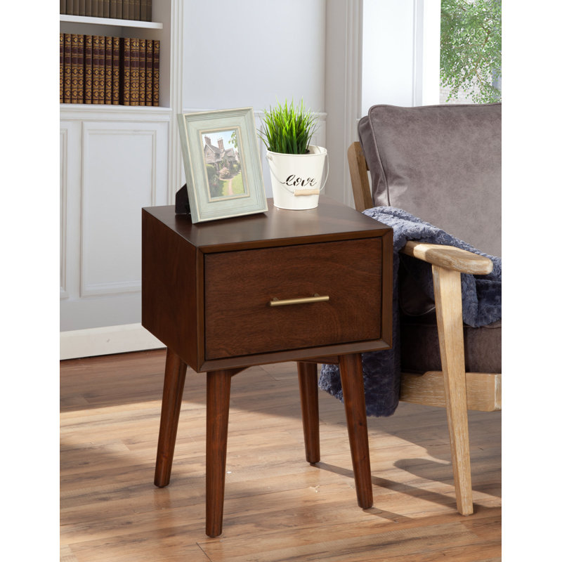 Table de bout avec rangement Williams, Noyer