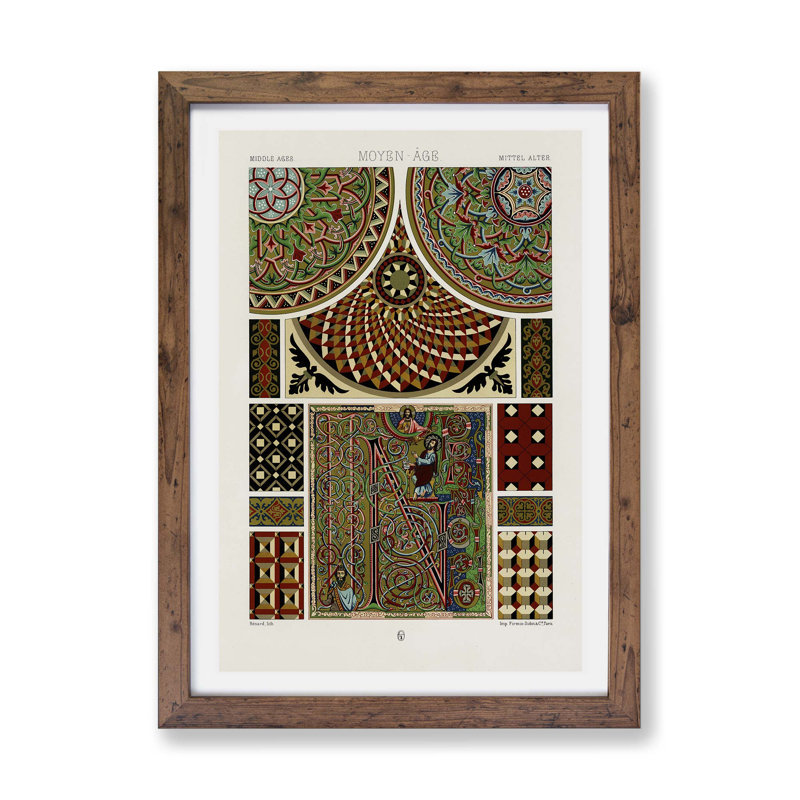 Middle-Age Pattern by Albert Racinet - Single Picture Frame Print, Walnut, 24cm H x 33cm W x 2cm D