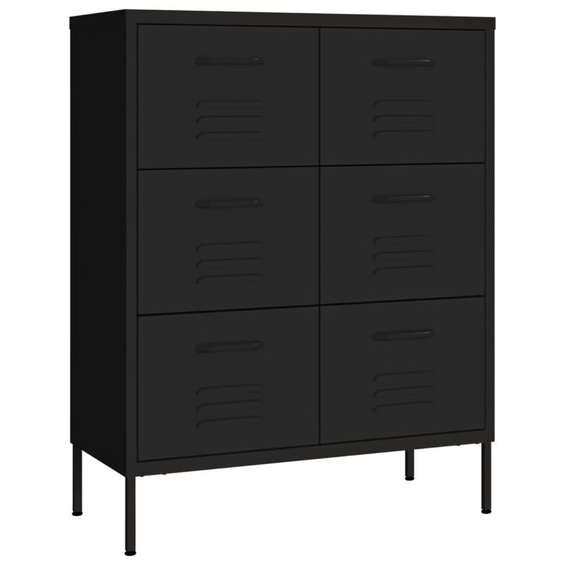 Drawer Cabinet Freestanding Storage File Cabinet for Home Office Steel, Black