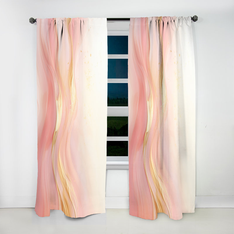 Gold And Pink Soft Wave Fusion II - Modern Curtain - Velvet Room Darkening - 1 panel, 52" W x 120" L