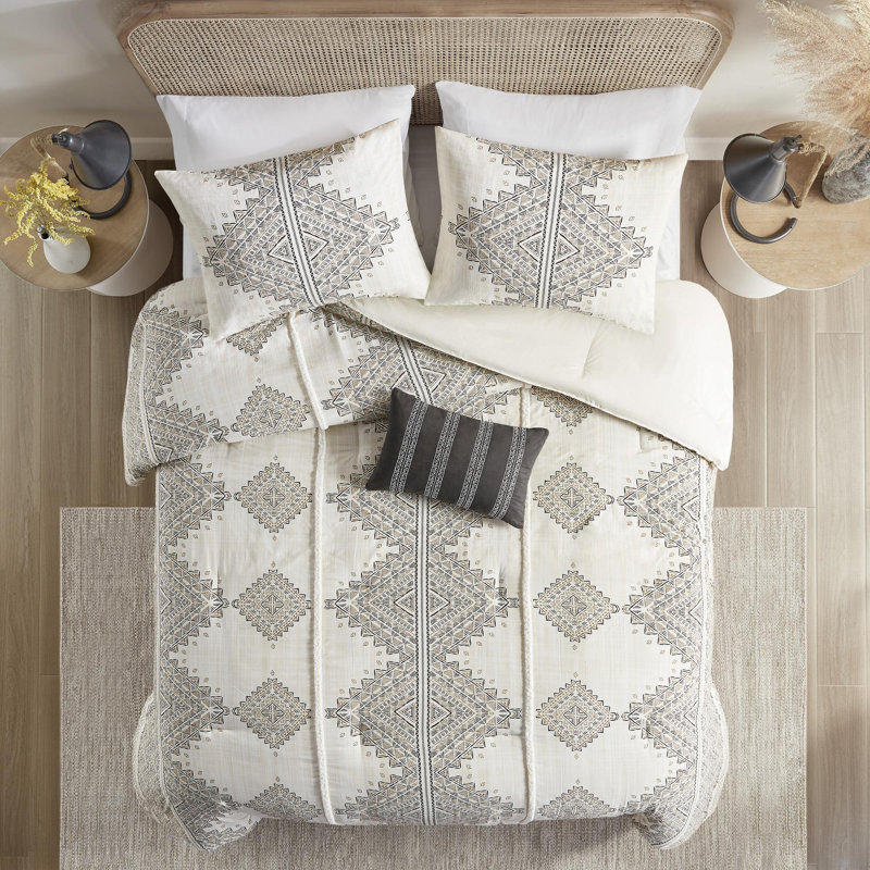Ensemble de courtepointe en coton 4 pièces, Courtepointe pour grand lit + 3 pièces supplémen