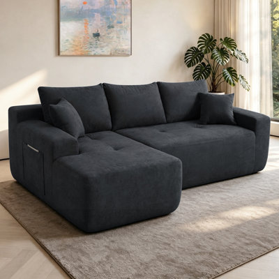 85'' Modular L-Shape Cloud Sectional with Cotton Linen Fabric and No-Assembly Setup