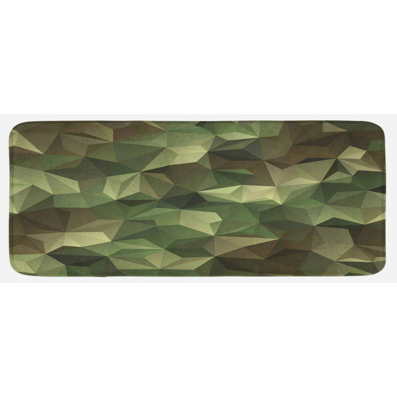 Forme géométrique de forme triangulaire avec motif de camouflage d'inspiration camouflage et tapis de cuisine brun et vert