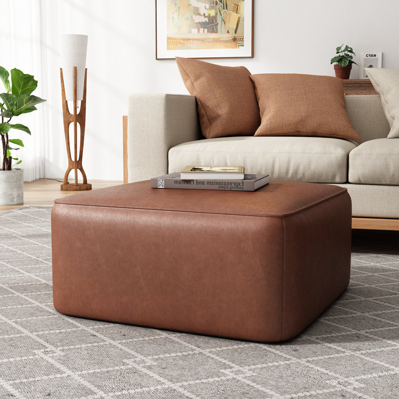 Repose-pieds rembourré en cuir PU Orrey, Marron foncé